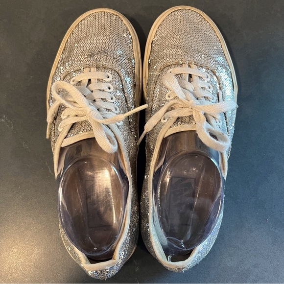 Vans sz 9 silver sequin sneakers lace-up sparkly - Picture 14 of 16